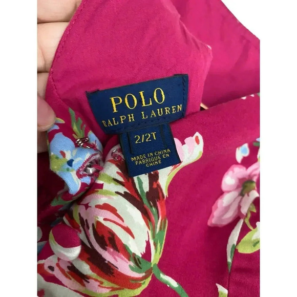 Polo Girls Pink Sleeveless V-Neck Floral Pullover A-Line Top Size 2/2T - Picture 3 of 4